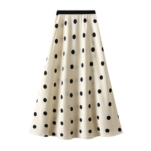 Summer Hot-Selling Polka Dot Half-Length Female Long Skirt Women Elegant Elastic Waist Skirt - Product Image 4