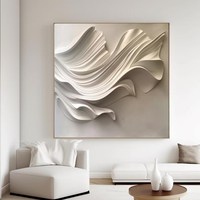 Décoration murale blanc cassé Sculpture abstraite minimaliste moderne 3D bois sculpté peinture tenture murale pour tête de lit Lobby-pour hôtels