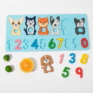 새로운 도착 몬테소리 장난감 모양 번호 인식 수학 장난감 교육 학습 매칭 보드 실리콘 지그 소 퍼즐 아기 장난감