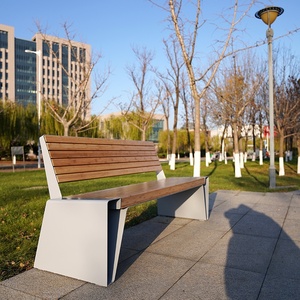 Muebles de exterior de diseño moderno, Banco de patio de jardín compuesto de grado comercial con respaldo para <span class=keywords><strong>parques</strong></span> públicos urbanos o villas - Product Image 5