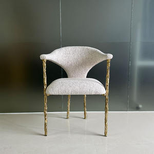 كرسي طعام خفيف وفاخر مصمم للفيلات والقُصور كرسي طعام نحاسي نقي مع مسند ظهر وتصميم فرع كرسي فردي - Product Image 3