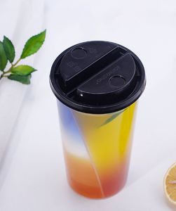 Gobelet double transparent en PP de 16 oz et 22 oz pour milkshake, thé à bulles, gobelet plastique double avec couvercle - Product Image 4