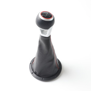 Car <b>Gear</b> <b>Knob</b> Leather Black Red Stitching For Volkswagen Golf Ergonomic Design - Product Image 5