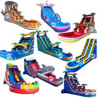Toboggans aquatiques gonflables commerciaux de 18 pieds pour enfants et adultes, parc aquatique en PVC de 0,55 mm pour la location