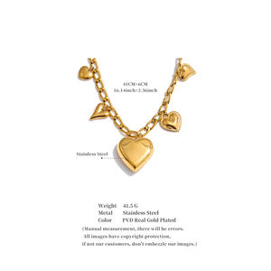 Collar JINYOU 3211 con Dijes de Corazón Grueso de Acero Inoxidable Impermeable de Alta Calidad con Encanto Dorado - Product Image 6