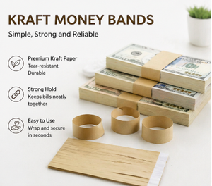Bandes de papier kraft premium autocollantes pour billets de banque, pour la gestion de l'argent des banques, des commerces de détail et des entreprises - Product Image 3