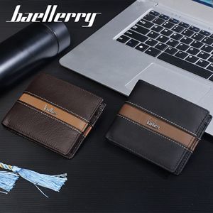 กระเป๋าสตางค์หนังแท้สำหรับผู้ชายแบรนด์ Baeleerry ขนาด 5 นิ้ว แบบพับได้ ใส่บัตรได้หลายใบ สีดำกาแฟ พร้อมการเย็บตะเข็บสีตัดกัน - Product Image 2