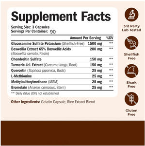 Yüksek Etkili Glukozamin Kondroitin MSM Kapsülleri Zerdeçallı Eklem Desteği Kıkırdak Onarımı Vegan Takviyesi - Product Image 3