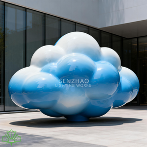 ประติมากรรมเมฆสีขาวผิวเรียบเนียนของเซินเจา งานศิลปะสาธารณะจากไฟเบอร์กลาสสมัยใหม่สำหรับสถานที่สำคัญในเมือง - Product Image 4