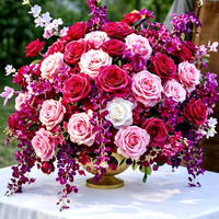 Boule de fleurs décorative personnalisée, arrangement de grande taille de 30 cm à 80 cm, fleurs artificielles en soie, roses, boule de fleurs, décoration de centre de table de mariage