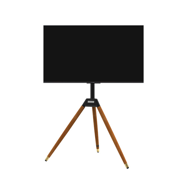 Tripod TV Stand, Modern Easel TV Stand for 23 to 65 Inch Screens, Portable TV Floor Stand with Beech Wood Legs Stand