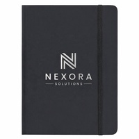 Carnet promotionnel personnalisé A5 en cuir PU avec sangle élastique et estampage à chaud du logo