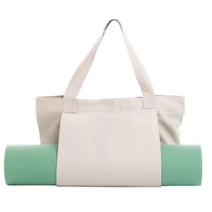Sac de transport pour tapis de yoga en toile de coton écologique avec impression de logo personnalisé, fermeture éclair, poignées et fonction de sac de courses - Product Image 4