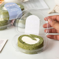 Vente en gros Boîtes d'emballage jetables transparentes en demi-cercle pour rouleaux de gâteaux Rouleau suisse Boîte d'emballage de gâteaux en plastique portable Décoration de fête