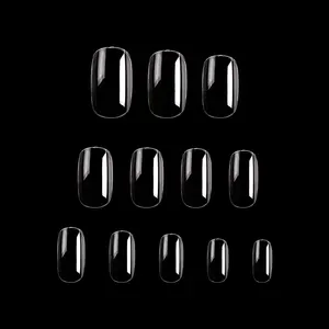 240pcs/box Acrylic Short Round Artificial False Nails Customized brand Full Cover Nail Tips