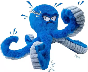 Hung hăng nhai, Đồ chơi chó lớn để giữ cho chúng bận rộn tương tác Squeaky Dog đồ chơi Crinkle Dog Toy Blue Octopus - Product Image 1