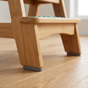 Tabouret en bambou à 2 marches pour enfants avec points antidérapants bleu sarcelle, tour d'aide robuste pour tout-petits pour lavabo <span class=keywords><strong>de</strong></span> salle <span class=keywords><strong>de</strong></span> bain et décoration - Product Image 5