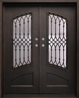 Porte d'entrée extérieure de sécurité robuste en acier forgé à la main, design moderne et simple, double, en fer forgé, anti-effraction, pour villas sur mesure