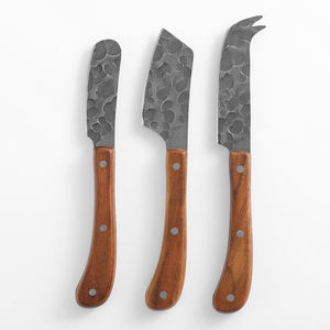 Set di coltelli da formaggio in acciaio inossidabile con motivo martellato 3 pezzi per uso all'ingrosso Gadget da cucina include affettatrice per formaggio spandilavore - Product Image 3