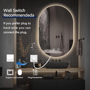 <span class=keywords><strong>Specchio</strong></span> da Bagno LED Ovale Senza Cornice Stile Nordico, Intelligente, da Parete, Antiappannamento, con Schermo Touch per Tavolo da Toeletta - Product Image 4