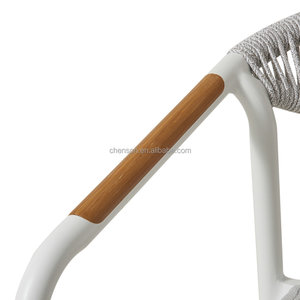 Taburete de Bar Blanco Tejido, Diseño Contemporáneo con Cuerda, Asiento para Exteriores, para Hogar y Bistro - Product Image 4