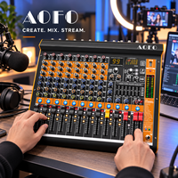 Console de mixage audio DJ professionnelle AOFO MIX-8U pour scène, 8 canaux, avec 99 effets de réverbération