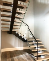 Escalier droit moderne DBM en acier au carbone à poutre unique avec marches en bois de hêtre/chêne – Conception d'escalier intérieur pour maisons