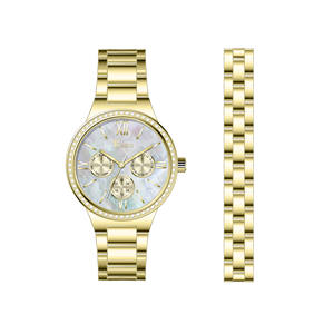 Montre pour femme avec cadran en nacre, bracelet en métal, mouvement à quartz, résistante à l'eau, ensemble de bracelets tendance pour les affaires, les fêtes et le quotidien - Product Image 2