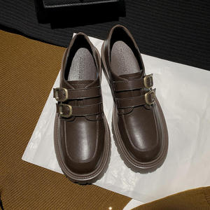 Ciabatte in pelle con plateau e tacco largo, modello Fugu Lofu, a punta, antiscivolo, da donna, per autunno, primavera ed estate, stile retrò. - Product Image 4