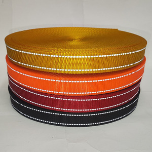 Grosir 1.5-3.8CM anyaman poliester tahan lama dengan 2mm Strip reflektif tali pengikat peliharaan tali warna-warni Harness hewan peliharaan - Product Image 3