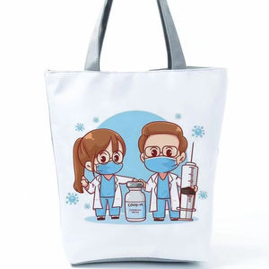 Sac fourre-tout tendance personnalisé avec dessin animé dentiste infirmière, sac à bandoulière écologique réutilisable, sac de courses pour femmes, sacs à main décontractés portables - Product Image 1