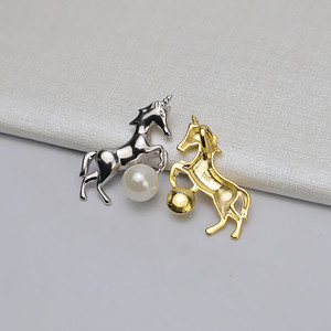 Pendentif en argent S925, signe du zodiaque, cheval, avec perle de 8-9 mm, support d'accessoires DIY, semi-fini, incrustation 588, pour composants de bijoux féminins - Product Image 2