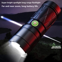 Linterna Telescópica de Largo Alcance de Alta Potencia 30wled+1*led con Fuerte Enfoque de Luz, Carga Inteligente Tipo-C con Función de Banco de Energía