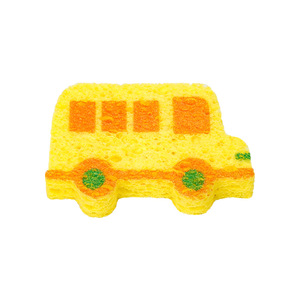 Cartoon Car Bath Sponge Yellow Vehicle Shape Exfoliating Sponge For Kids Bath Time - Product Image 1