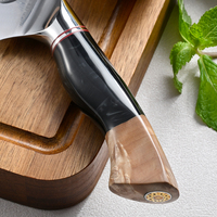 Couteau Santoku en acier Damas de 7 pouces, bord Granton, ultra-affûté, couteau de cuisine japonais avec manche en bois stabilisé et résine