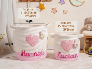 Heart <strong>Valentine</strong> Gift Cotton Rope Basket Home Laundry <strong>Hamper</strong> Toys Nursery <strong>Hamper</strong> Laundry Basket with Handles - Product Image 5