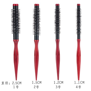 Mini peigne à boucler en bois, outil de coiffage rond pour volume, pour usage en salon, taille 2.5Cm 1.5Cm 1.2Cm 1.1Cm, rouge et noir - Product Image 5