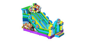 Château gonflable Paw Patrols avec toboggan, qualité commerciale, PVC, protection UV, combo château-toboggan pour enfants et adultes - Product Image 3