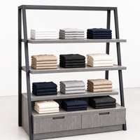 Étagère grise en forme de A pour vêtements, présentoir en bois avec tiroir inférieur, robuste
