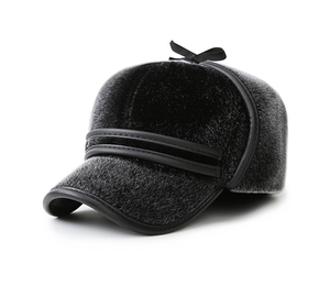 2020 new men winter padded ear cap imitation mink flat baseball cap - Product Image 6
