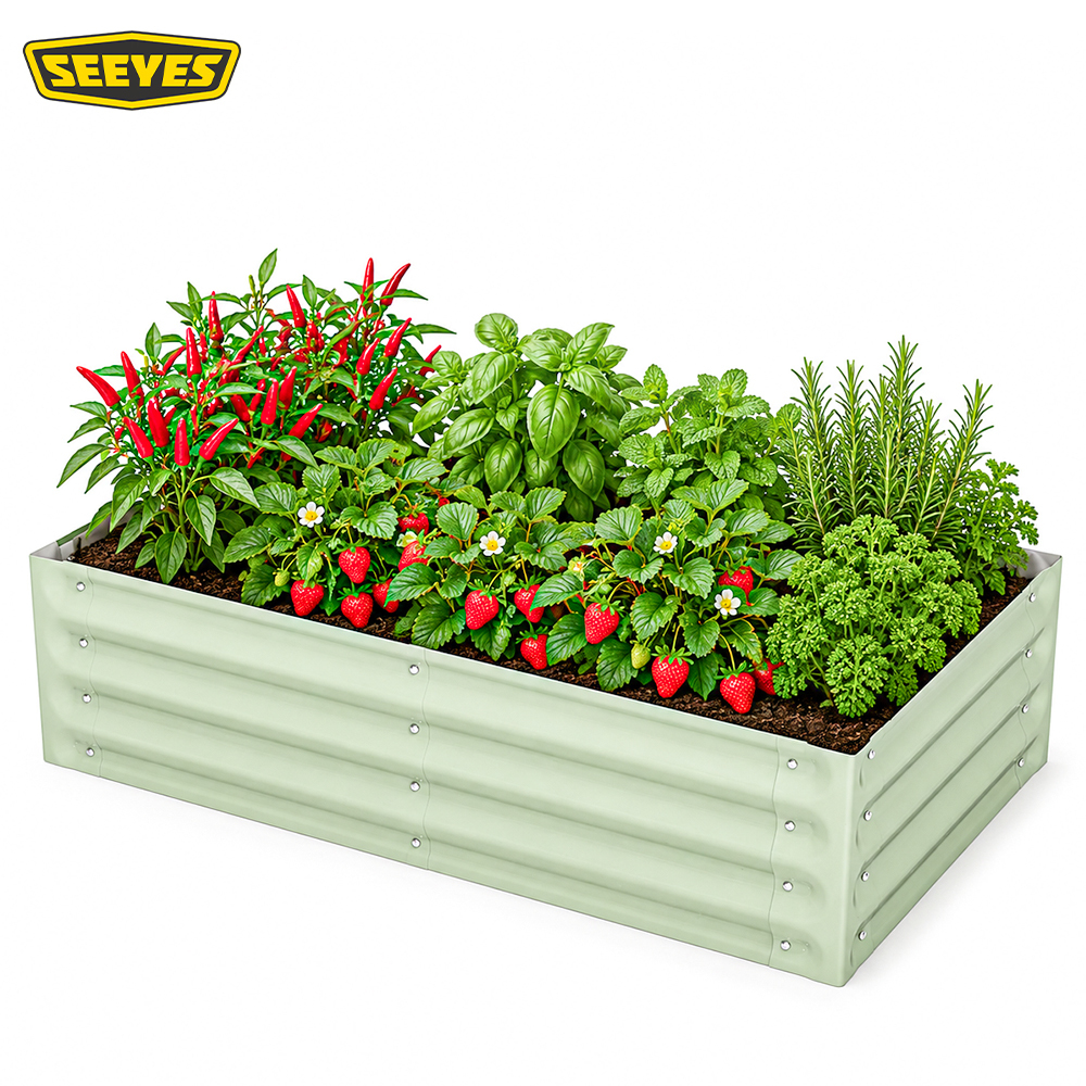 Vert clair + lit de jardin surélevé