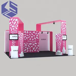 Portable Slat Wall Product Shelves Display Aluminum Frame Custom Exhibition Advertising Trade Show Booth