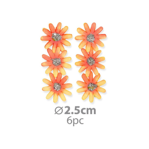 Ilan Flores Fiori di Margherita Arancioni 2,5cm 6 Pezzi per Decorazioni Artigianali - Product Image 1