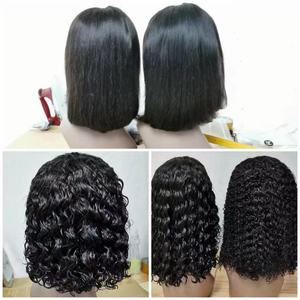 Perruque Lace Front Cheveux Humains Alignés Cuticules Courte Bob Lisse pour Femmes Noires, Cheveux <span class=keywords><strong>Vierges</strong></span> Bruts pour Tresses, Fournisseurs - Product Image 5
