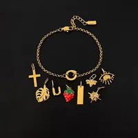 Bracelets à breloques EMANCO en acier inoxydable couleur or, style classique, éléments vierges fraise, cadeau pour femme, bijoux pour le quotidien