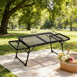 Tavolo da <span class=keywords><strong>Barbecue</strong></span> Versatile per Esterni con Piano in Rete di Alluminio, Tavolo Pieghevole per Campeggio, BBQ in Giardino e Feste - Product Image 1