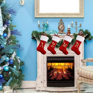 Calcetines Navideños Grandes de Punto <span class=keywords><strong>con</strong></span> Letras Iniciales Bordadas, Decoración Festiva para Colgar en <span class=keywords><strong>la</strong></span> Chimenea, Regalo de Navidad - Product Image 2