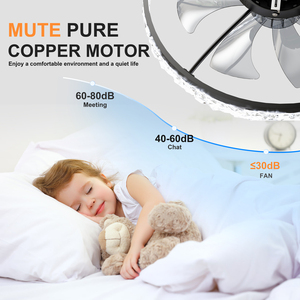 23.6inch Crystal Flush Mount <b>Ceiling</b> <b>Fan</b> with 3CCT LED Light APP <b>Remote</b> <b>Control</b> 6 Speed Reversible Quiet <b>Fan</b> for Bedroom, BLACK - Product Image 2