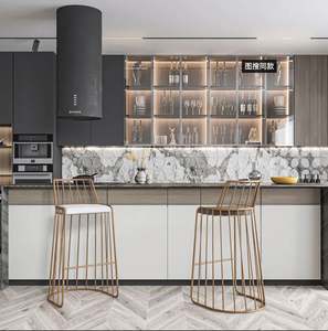 Isla de Cocina Modular Moderna de Acero Inoxidable para Exteriores con Protector Contra Salpicaduras de Acrílico y Grifo para Villas - Product Image 4