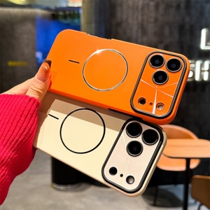 Funda magnética 2 en 1 de color sólido con ventana grande y acabado mate para iPhone 17, 16, 15, 14, 13 Pro Max, naranja, y protectores - Product Image 3
